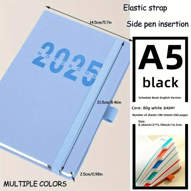 2025 A5 Premium Daily Planner Notebook