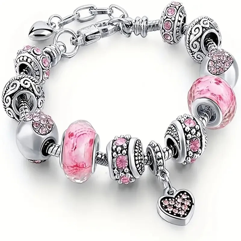 Pink Heart Charm Bracelet