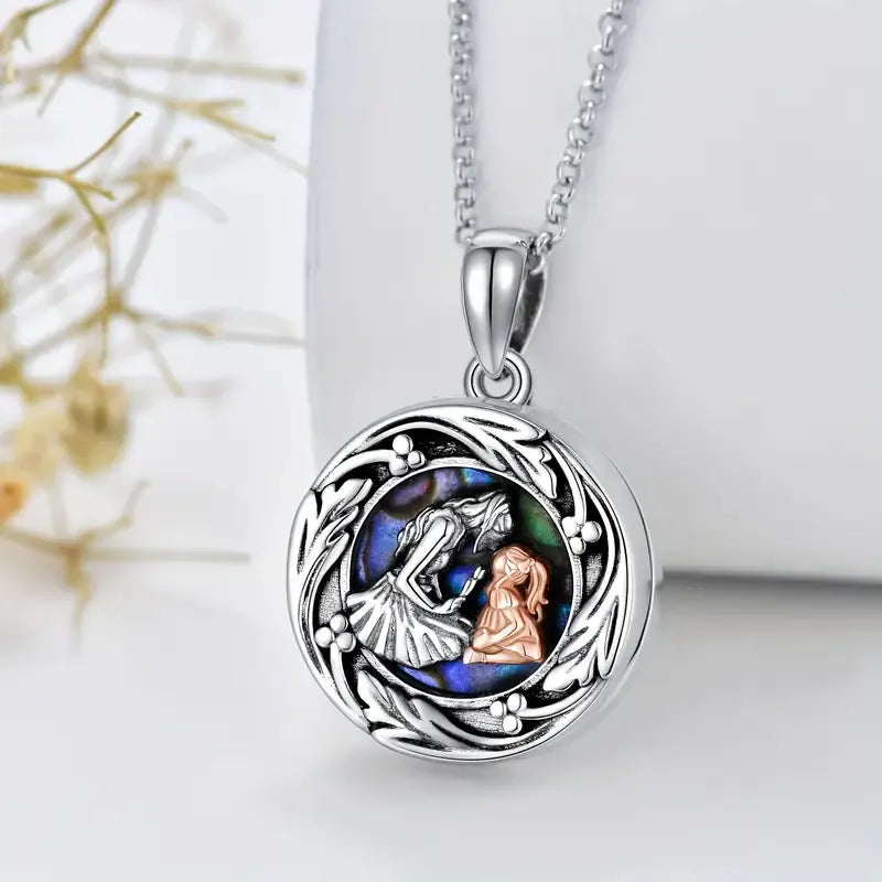 Mother-Daughter Abalone Shell Locket Necklace