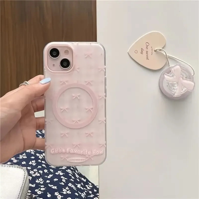 Pink Bow Magnetic Phone Case (For iPhones)