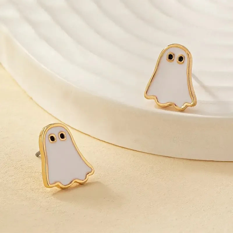 Boho-Vintage Ghost Stud Earrings