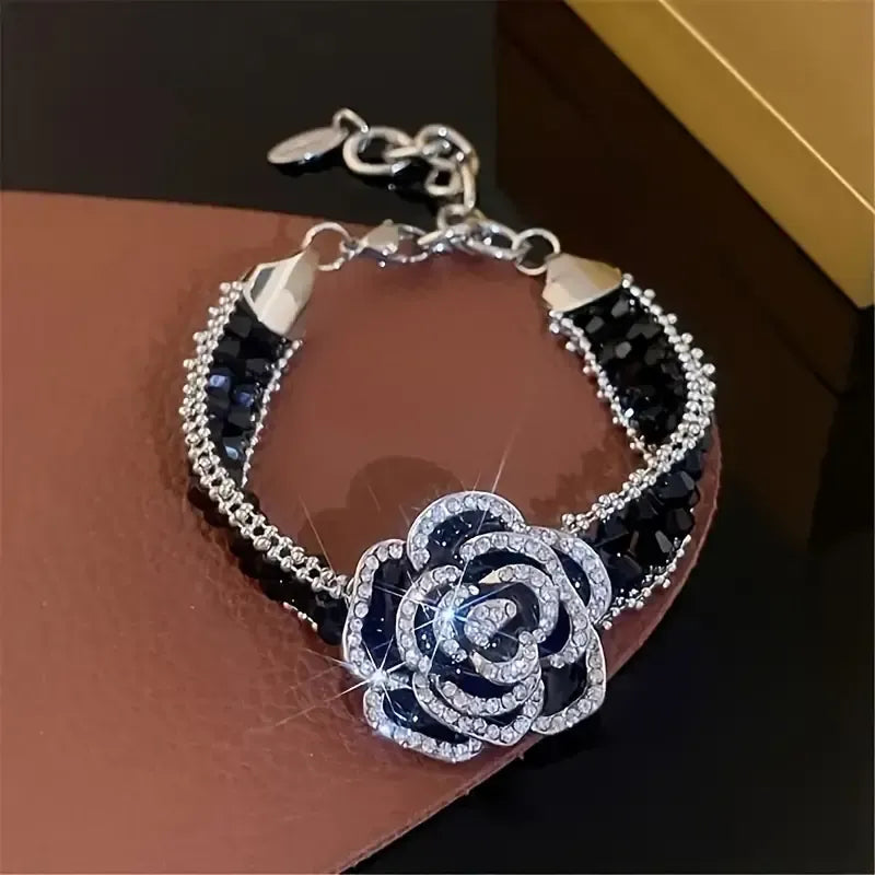 Elegant Rose Rhinestone Bracelet