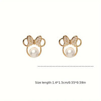 Golden Minnie Mouse Pearl Earrings