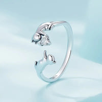 Silver Hip Hop Cat Ring