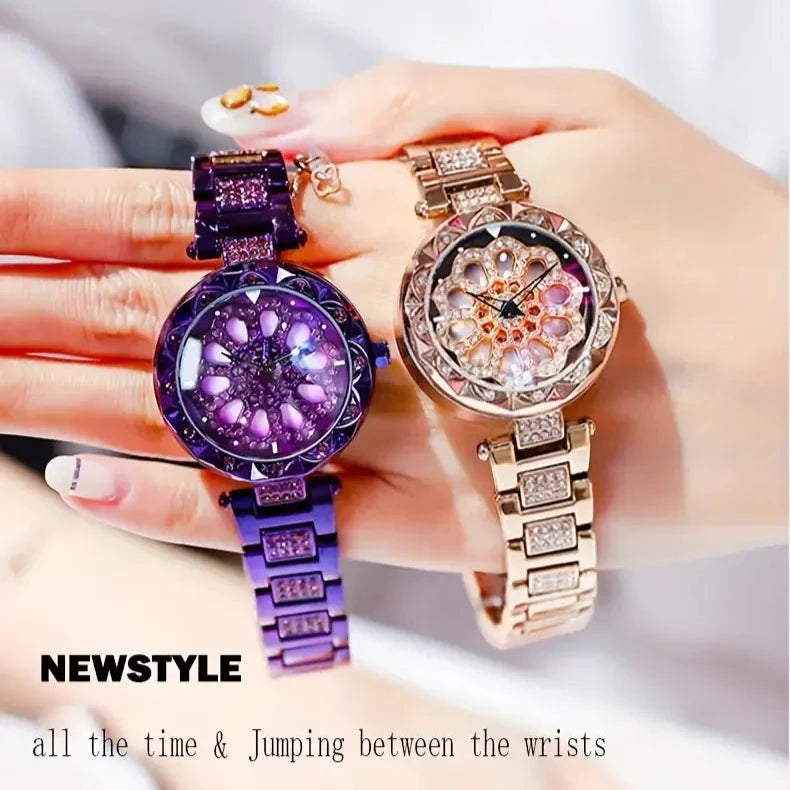 Sparkling Rhinestone Rotating Dial Watch