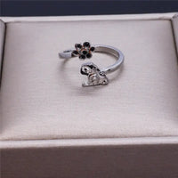 Pug Paw Rhinestone Adjustable Ring