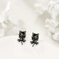 Adorable Black Kitty Stud Earrings