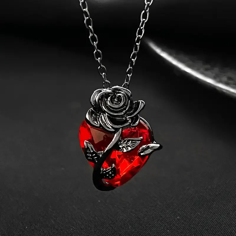 Dark Rose Heart Pendant