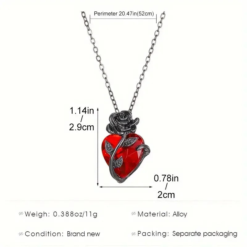 Dark Rose Heart Pendant