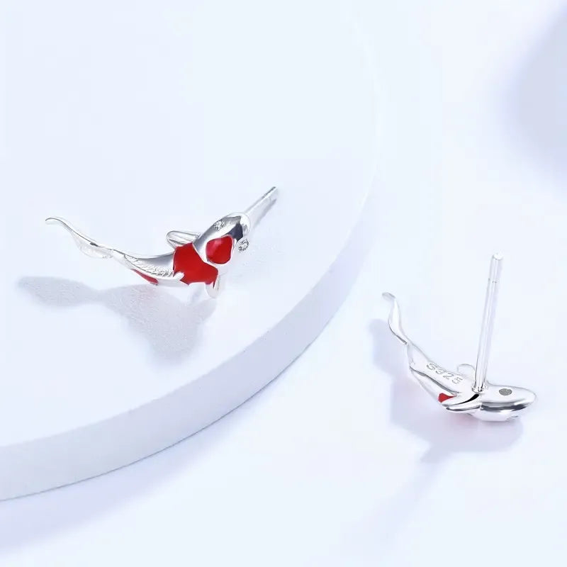 Cute Lucky Koi Fish Stud Earrings