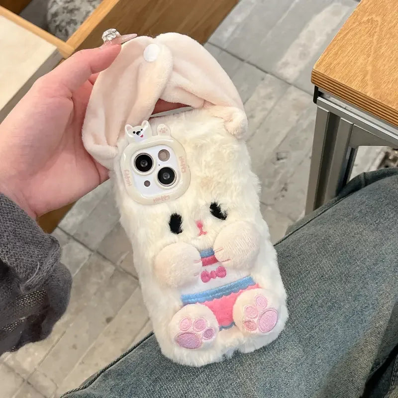 Long Eared Rabbit Plush Phone Case (For iPhones)