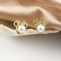 Golden Minnie Mouse Pearl Earrings