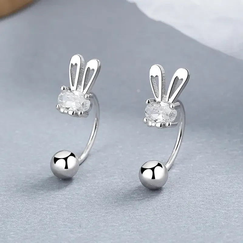 Sterling Silver Rabbit Stud Earrings