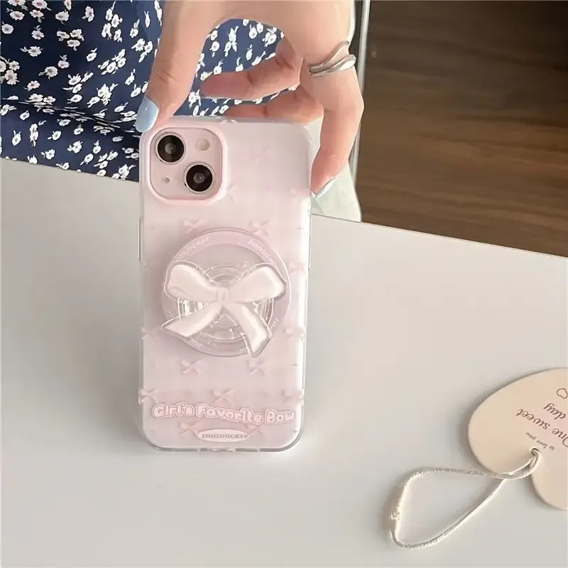 Pink Bow Magnetic Phone Case (For iPhones)