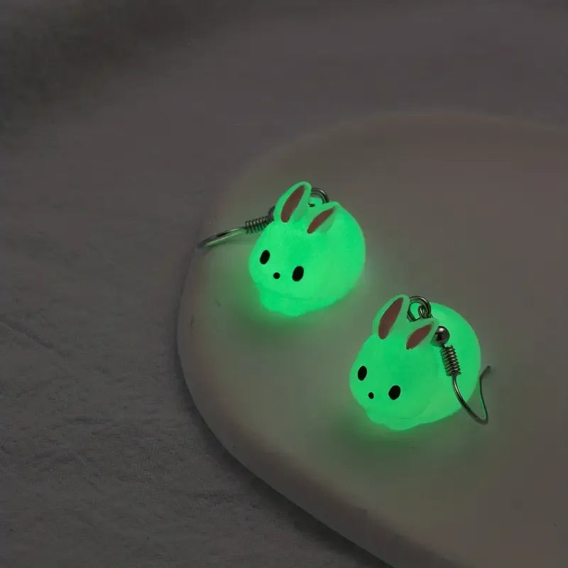 Vibrant Luminous Rabbit Dangle Earrings