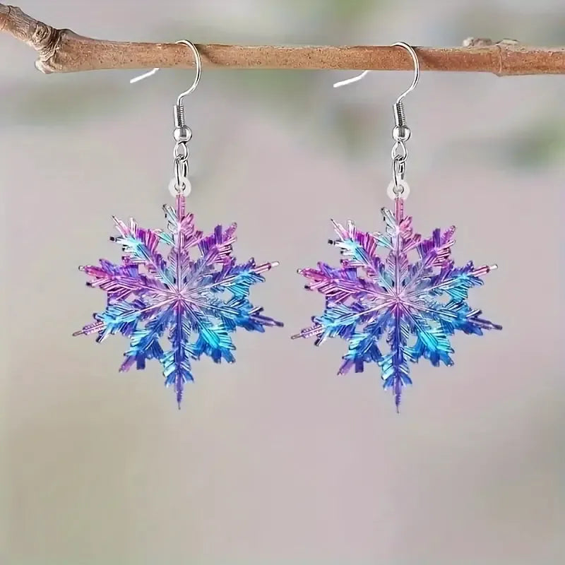 Acrylic Snowflake Dangle Earrings