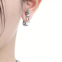 Gothic Silver Cat Stud Earrings