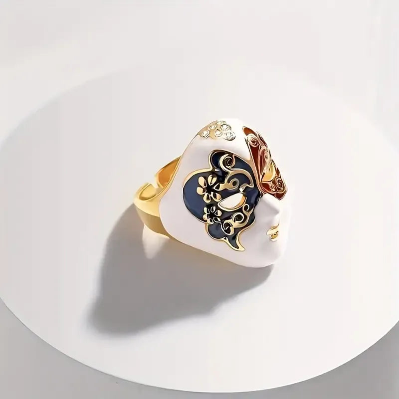 Exquisite Chinese Opera Face Mask Ring