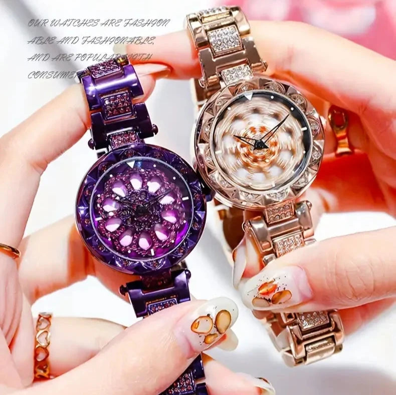 Sparkling Rhinestone Rotating Dial Watch