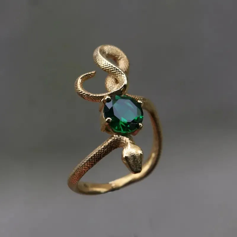 Unique Snake Emerald Ring