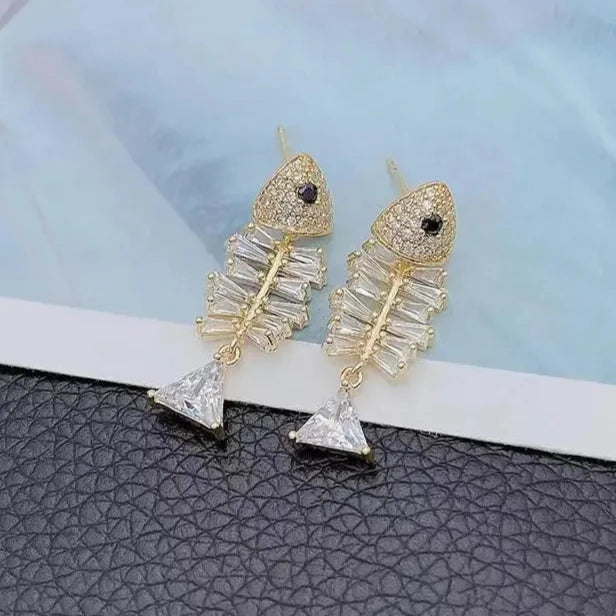 Delicate Fish Bone Dangle Earrings