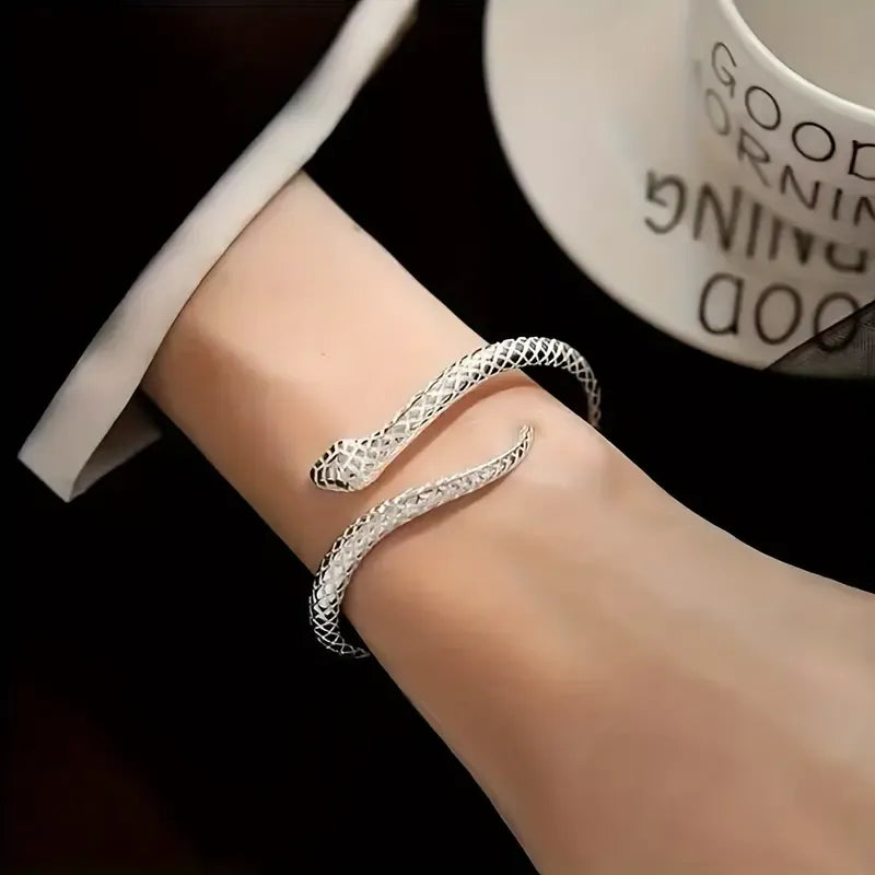 Silver Snake Open Bracelet