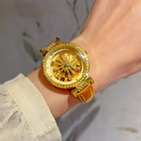 Golden Sunflower Rotating Dial Watch