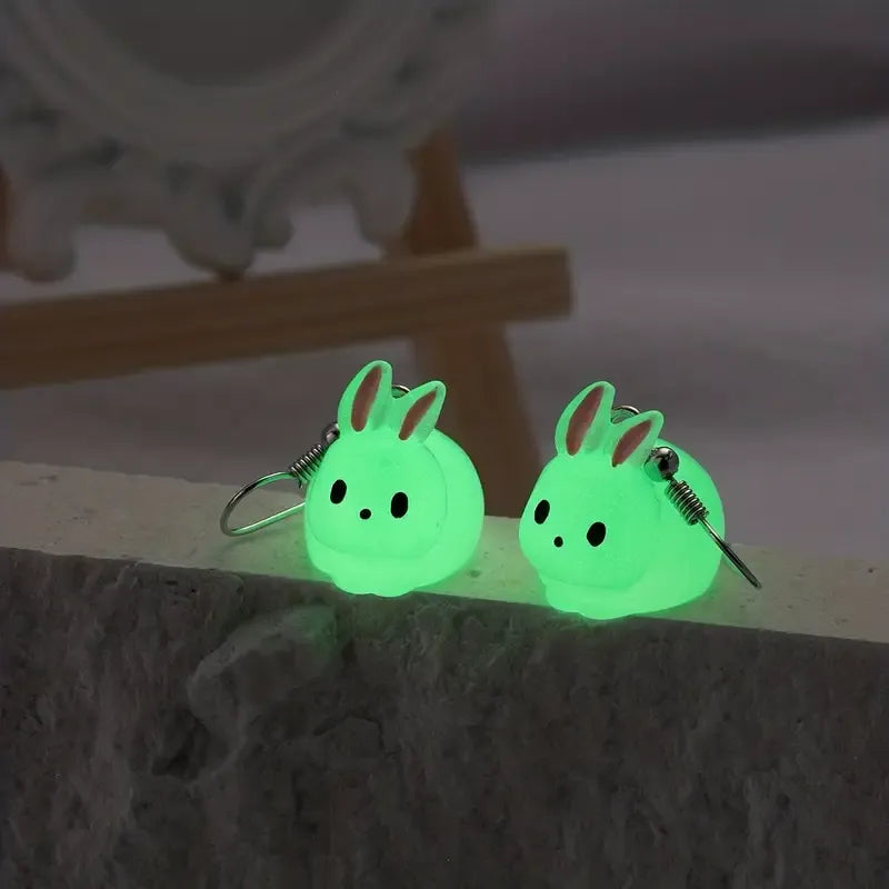 Vibrant Luminous Rabbit Dangle Earrings