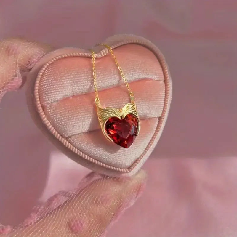 Shiny Red Heart-Shaped Pendant