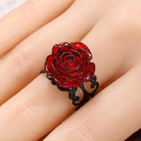 Exquisite Red Rose Adjustable Ring