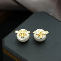 Little Bee Pearl Drop Stud Earrings