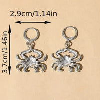 Stunning Crab Shaped Silver Dangle Earrings