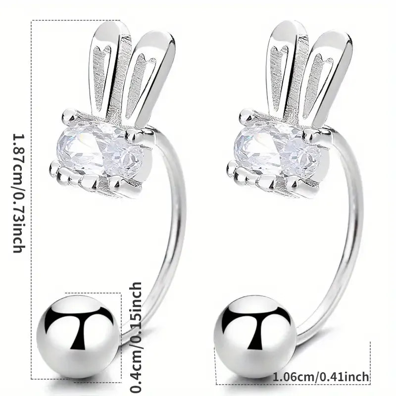 Sterling Silver Rabbit Stud Earrings