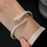 Silver Snake Open Bracelet