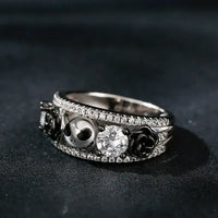 Black Rose Skull Jack Ring