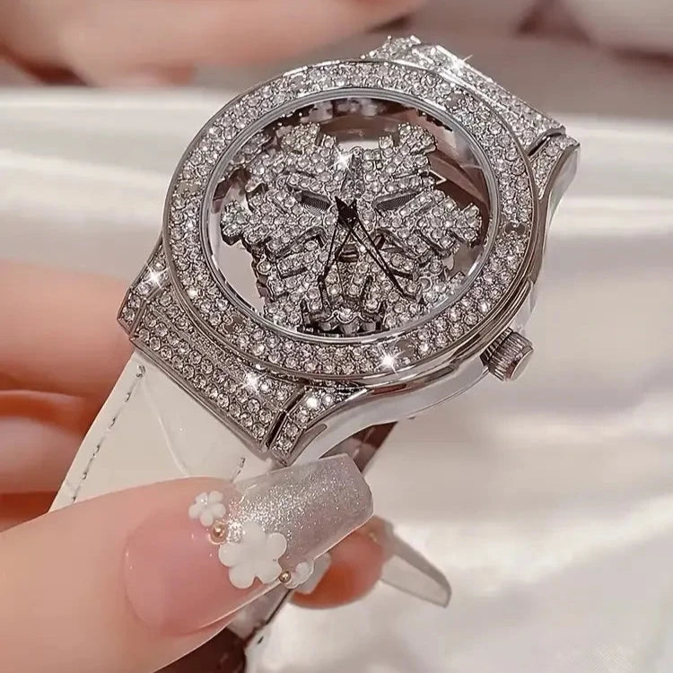 Frozen Rhinestone Rotating Watch