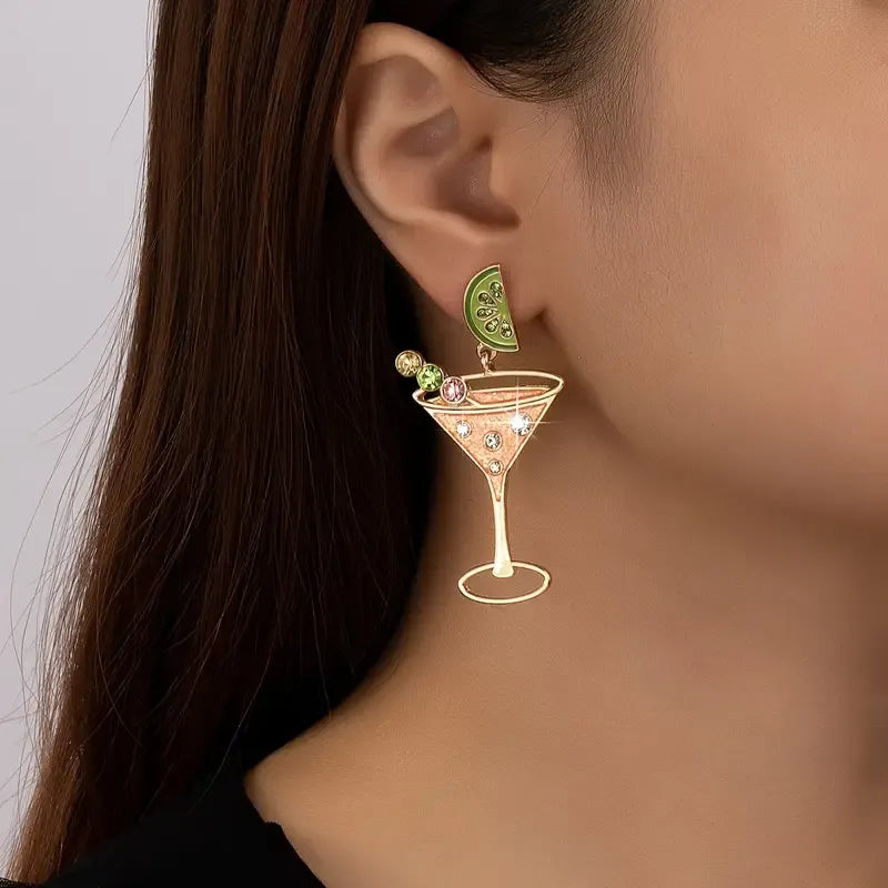 Martini Glass Dangle Earrings