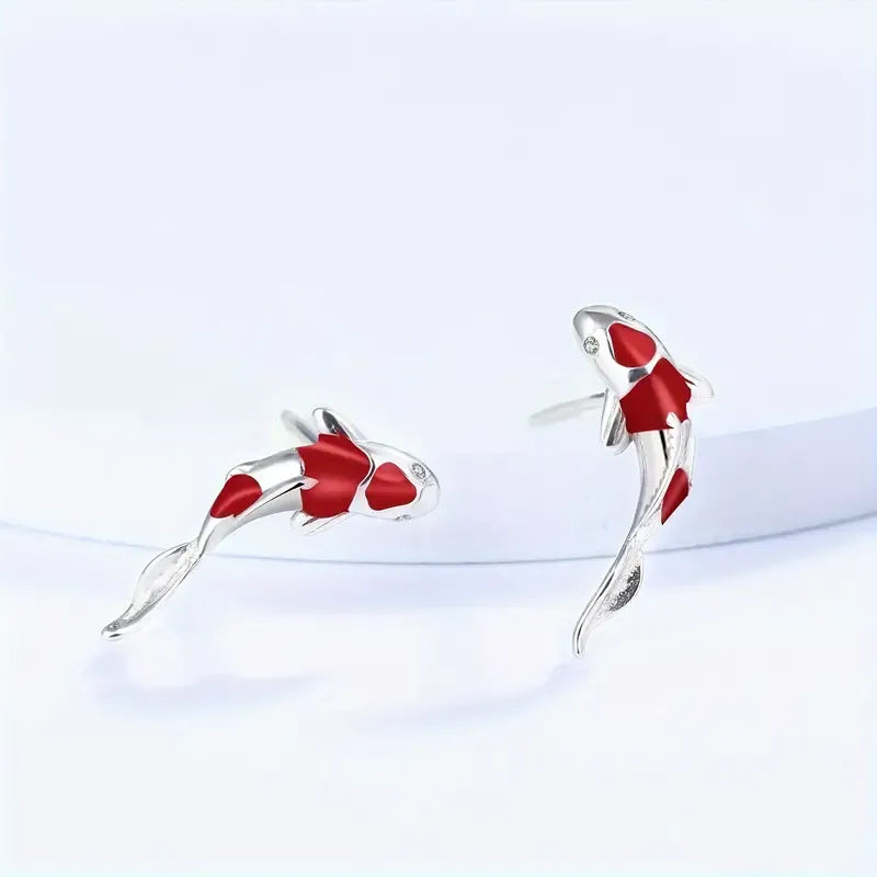 Cute Lucky Koi Fish Stud Earrings