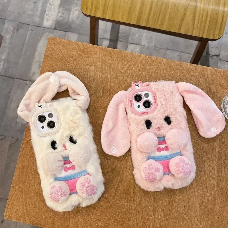 Long Eared Rabbit Plush Phone Case (For iPhones)