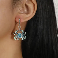 Stunning Crab Shaped Silver Dangle Earrings