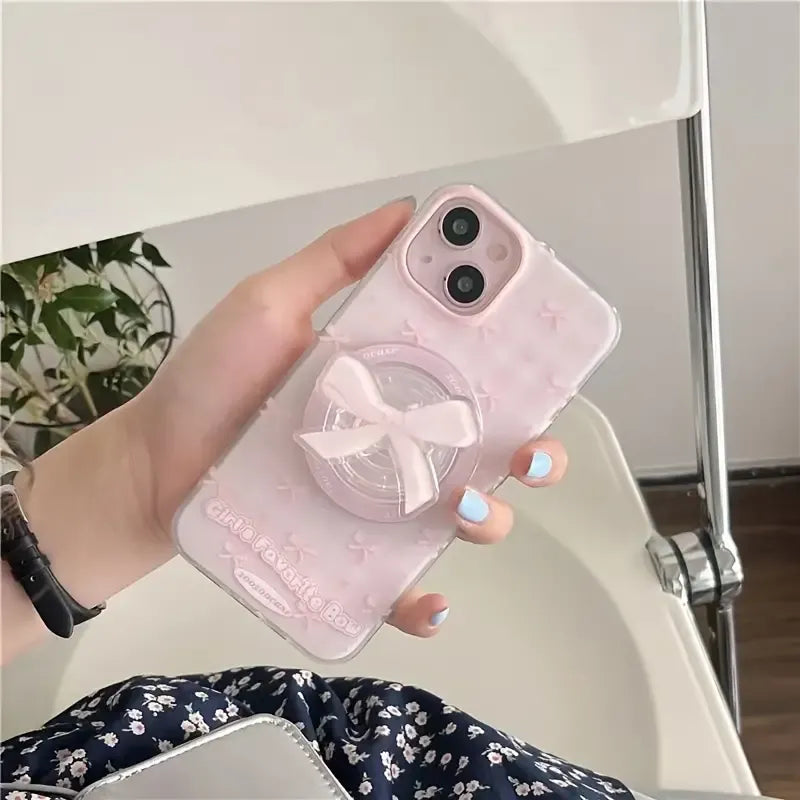 Pink Bow Magnetic Phone Case (For iPhones)