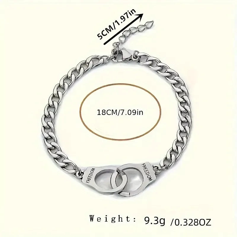 Adjustable Silver Handcuff Charm Bracelet