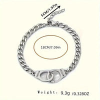 Adjustable Silver Handcuff Charm Bracelet