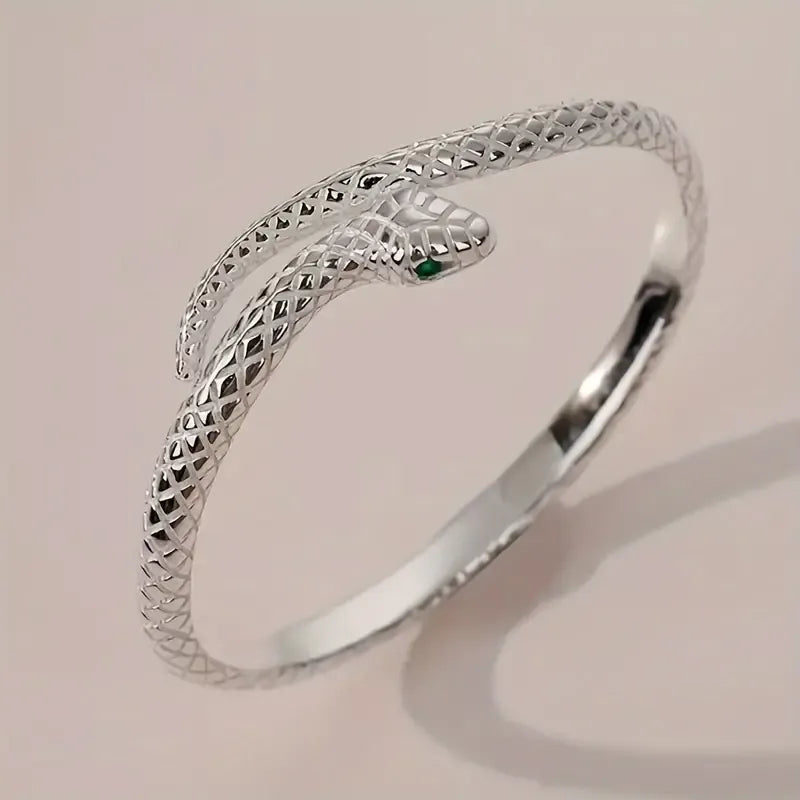 Silver Snake Open Bracelet