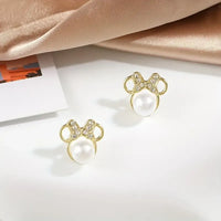 Golden Minnie Mouse Pearl Earrings