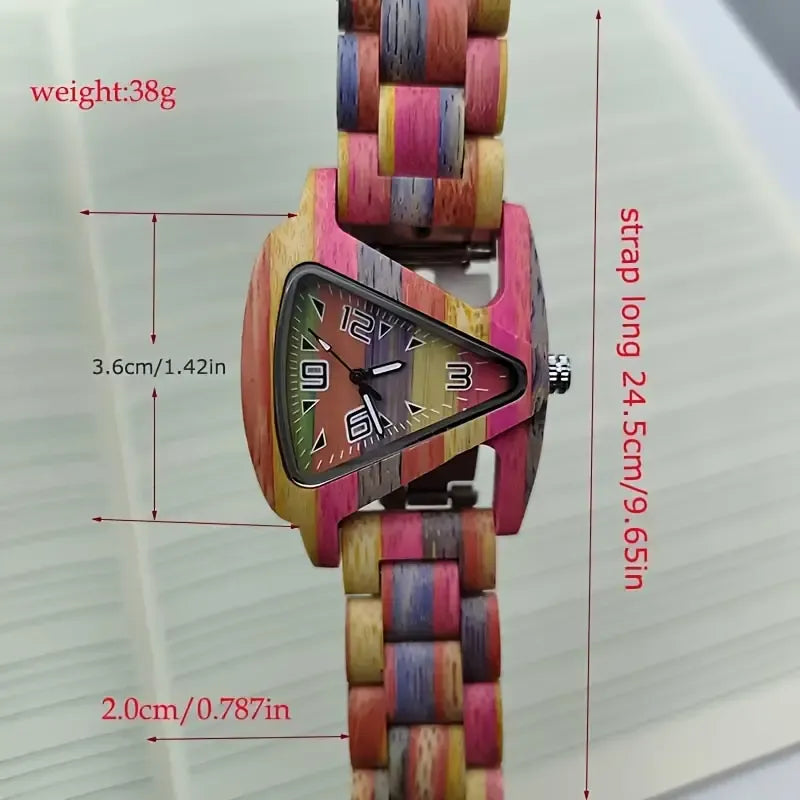 Colorful Triangle Wooden Quartz Watch