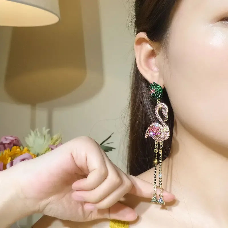 Tropical Flamingo Shaped Statement Earrings