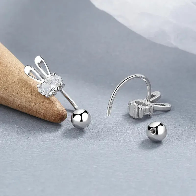 Sterling Silver Rabbit Stud Earrings