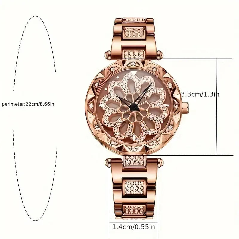 Sparkling Rhinestone Rotating Dial Watch