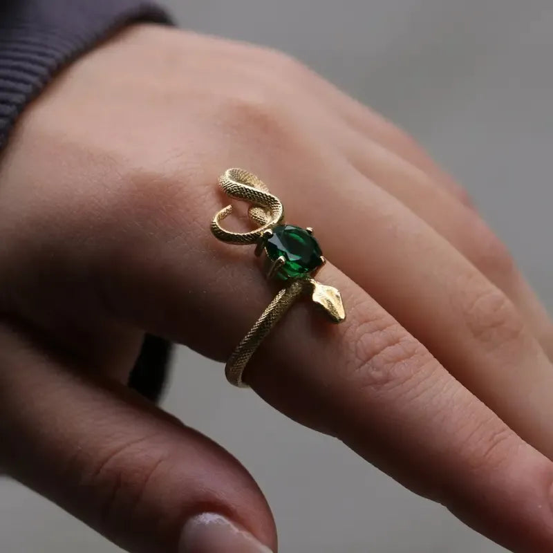 Unique Snake Emerald Ring